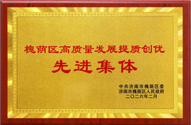 濟南二機床榮獲“槐蔭區高質量發展提質創優先進集體”