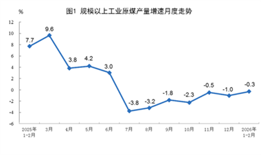 【數(shù)據(jù)發(fā)布】2026年1—2月份能源生產情況